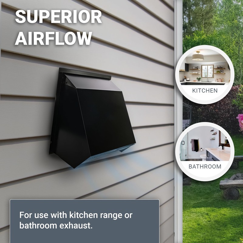 RDP Hooded Wall Vent with Screen and Damper (8 Inch,