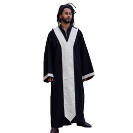 Burgschneider - Dungeons & Dragons Magician Robe Black/Natural (S, Unisex, Cotton) Medieval Fantasy - Dungeons & Dragons