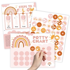 FYSUIMU Boho Rainbow Potty Training Chart for Toddler Kids 10 Potty Charts 4 Reward Sticker 1 Rule Poster for Girl Boy Bedroom Bathroom Wall Door