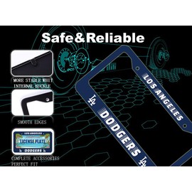 BOARLIDA Dodgers Design License Plate Frame Los Angeles Baseball Team Decorative Stainless Steel Car License Plate Cover for Men Women Boys Girls Fans 12 X 6 Inch