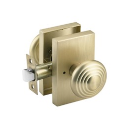 NCSEN Gold Door Knobs Interior for Bath & Bed, UFO Privacy Door Knob Door Handle with Push Lock, Heavy Duty Door Knob with Lock