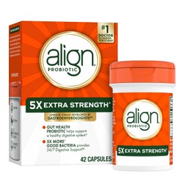 Align Probiotic Extra Strength, Probiotics for Women and Men, #1 Doctor Recommended Brand‡, 5X More Good Bacteria^ to Help Support a Healthy Digestive System*, 42 Capsules (Packaging May Vary)
