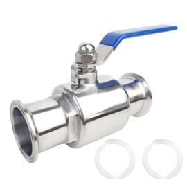 LOZOME Sanitary Ball Valve Fits 2" Tri Clamp Clover Stainless Steel 304 Brewing Quick Clamp with 2PCS Silicone Gaskets 2" Tube OD