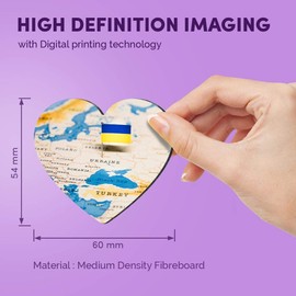 1 x Heart MDF Magnets - World Map Ukraine Flag Kiev Travel 46472