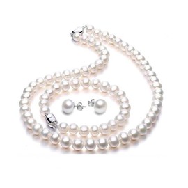 SANFACE 8mm Round Shell Pearl Necklace Set for Women