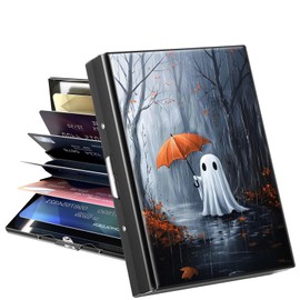 GYSYSQSH Metal Wallet, Credit Card Holder for Women Men Girls, RFID Blocking Aluminum Wallet Slim Hard Case, Mini Travel Wallet, ID Card Holder Business Card Case,Forest Ghosts
