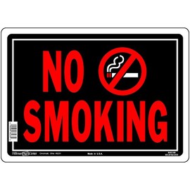 HILLMAN 840149 No Smoking Sign, Black and Red Aluminum Metal, 10x14 Inches 1-Sign