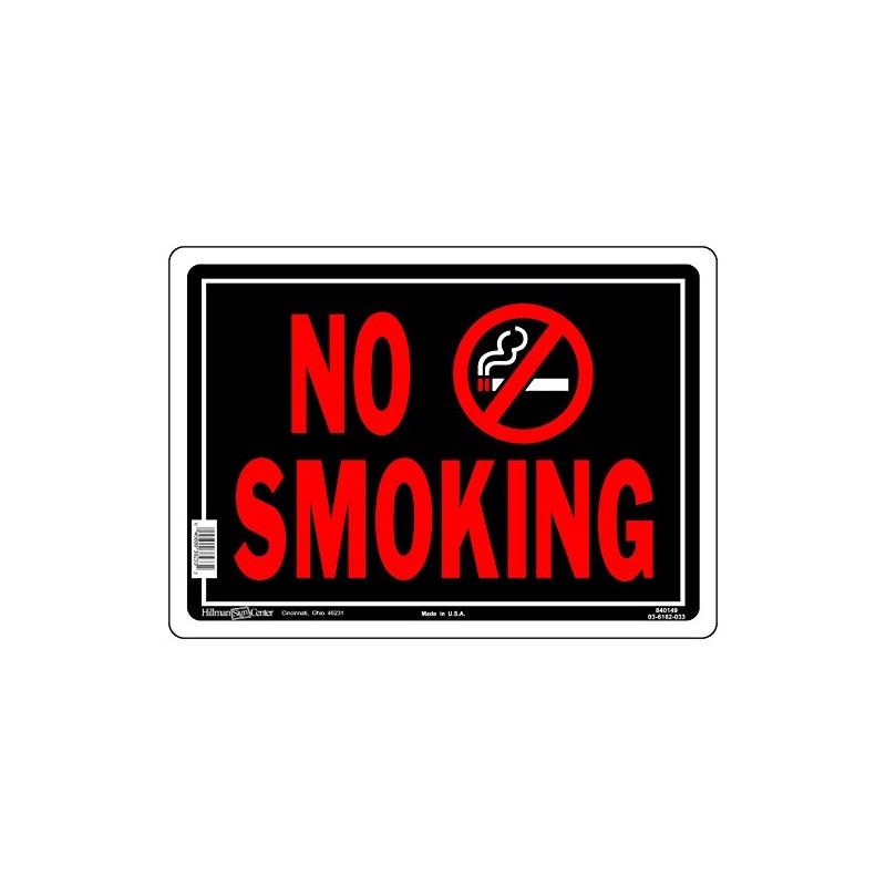 HILLMAN 840149 No Smoking Sign, Black and Red Aluminum Metal,