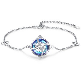 ZLILIJAN Crystal Bracelet 925 Sterling Silver Celtic Bracelet Witch Knot Charm Irish Jewelry Gifts for Women Mom Wife Girlfriend Christmas Birthday, adjustable, Metal, Cubic Zirconia