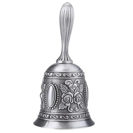 Fayemint Hand Bell, Hand Table Bell, Classic Zinc Alloy Bell, Table Bell for Dinner at Reception, Hotel Service, Wedding Events (Silver)