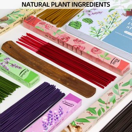 Incense Sticks Variety Pack - Sandalwood, Lavender, Rose, Patchouli, Vanilla Coconut, Gift Set for Mother's Day, Christmas, Birthday, Perfect for Yoga, Aromatherapy, Meditation, 150 Sticks with Holder