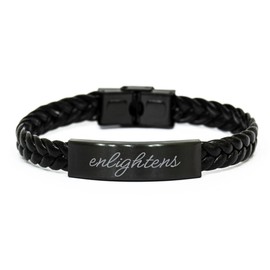 Enlightens Bracelet for Him Her Men Women Braided Leather Bracelet Black
