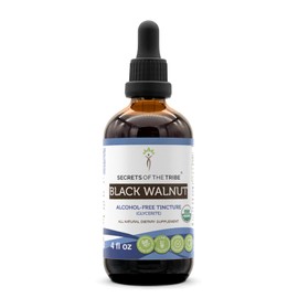 Secrets of the Tribe Black Walnut USDA Organic | Alcohol-Free Extract, High-Potency Herbal Drops | Made from 100% Certified Organic Black Walnut (Juglans Nigra) Dried Hull 4 oz