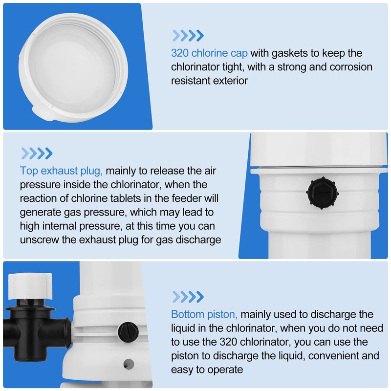 Upgraded 320 Pool Chlorinator Automatic Chlorine/Bromine Inline Feeder Compatible with