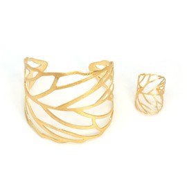 ZENGSING Wide Women's Bangle, Gold Bangle Bracelet, Gold Open Rings, Adjustable Jewellery Set for Women, Gift for Many Occasions such as Birthdays, Mother's Day, Valentine's Day, Christmas, Alloys, No