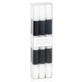 Zodax | Modern & Festive Formal Taper Candles | 10" | Set of 6 | Black & White