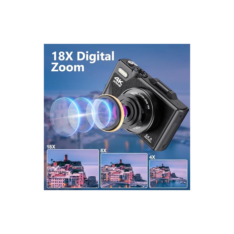 Bewinner Retro 64MP Digital Camera, Vintage 4K UHD Vlogging Camera