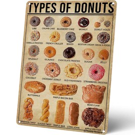 Homely Accents Donut Knowledge Poster, Vintage Types Of Donuts Metal Tin Signs for Home Kitchen Bakery Decor Gift for Donut Lovers Bakers 8x12 Inches