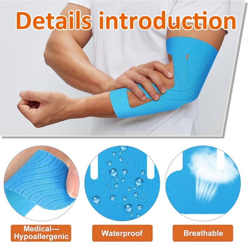 XFSRG Pack of 12 Kinesiotapes Elbow Pre-Cut Waterproof Elastic Stabilisation