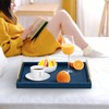 XIGEXIGE Navy Blue Decorative Serving Tray, Shagreen Leather Coffee Table