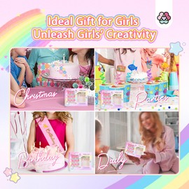 Saviland Creative Kids Press On Nails: 6 Pack Kids Fake Nails with 3D Stickers Pre Glue Full Coverage Short Acrylic Nails Artificial Fake Nail Tips Nail Art Decoration 8-12 Years Old Girls Gift 01