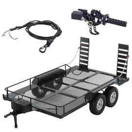 1/10 RC Trailer with Hitch Mount Receiver & Hauling Ropes for Crawler Cars Axial SCX10 D90 Wrangler TRX4 TRX6 Redcat GEN8