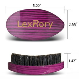 Medium Hard 360 Wave Brush - Upgraded Curved Palm Wavy Brushes for Men - Natural Boar Bristles Medium Firm for Hair Routine Waves Brushing (Stripes Purple)