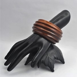 Pure Hands Handcrafted Bold Brown Wooden Bangle Bracelet Made With Natural Sisso Wood From Boscage Artsy Collection