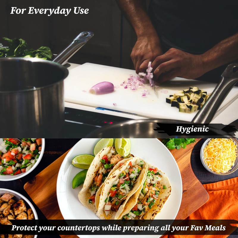 BlissMart White Chopping Board for Kitchen Multipurpose for Cutting Anti-Slip