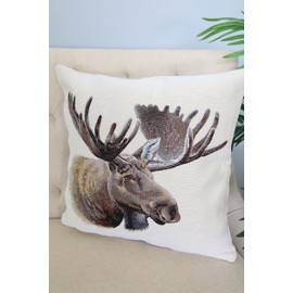textile idea Cushion Cover 45 x 45 cm Tapestry, Decorative Cushion with Motif, Cushion Cover, Decorative Cushion, Sofa Cushion – Elk, Pack of 1