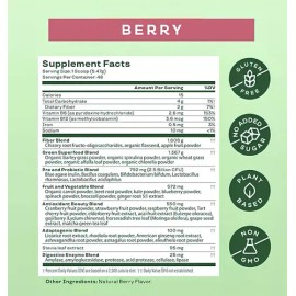 Suplemento en polvo Bloom Greens & superfoods carbohidratos sabor berry en pote de 145g