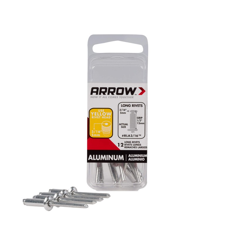 Arrow RLA3/16IP Long Aluminum 3/16-Inch Pop Rivets for Metal, Fabric,
