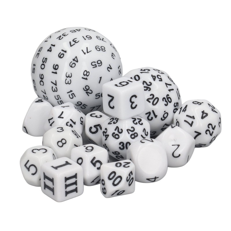 15pcs Complete Polyhedral Dice Set Acrylic D3 to D100 Spherical