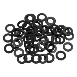 sourcing map 55Pcs M10 Nylon Flat Washers Plain Washer 10mm ID 16mm OD 1mm Thick Plastic Spacers for Screws Bolts Garden Faucet Plumbing Repair, Black