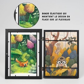 1 x A4 Changing Children's Drawing Frame with Front Opening | Black Children's Photo Frame, Ecological Materials, Capacity 100 Pieces, Elegant and Durable Design, Easy to Use, Ideal for Children's