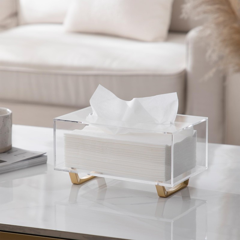 HBlife Clear Tissue Box Cover Rectangle Acrylic Tissue Box Holder