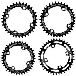 Round Oval Chainring 104 BCD 32T 34T 36T 38T 40T 42T 44T 46T 48T 50T 52T Narrow Wide Single Chain Ring for Road Bikes, Mountain Bikes, BMX MTB Bike (Black Round, 46T)