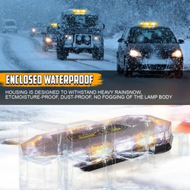 JESTMOTOR 56 LED Rooftop Emergency Magnetic Strobe Lights, 16 Inch 26 Modes, Warning Beacon Traffic Flashing Lights for Trucks, Cars, Snowplow and Vehicles, Amber White