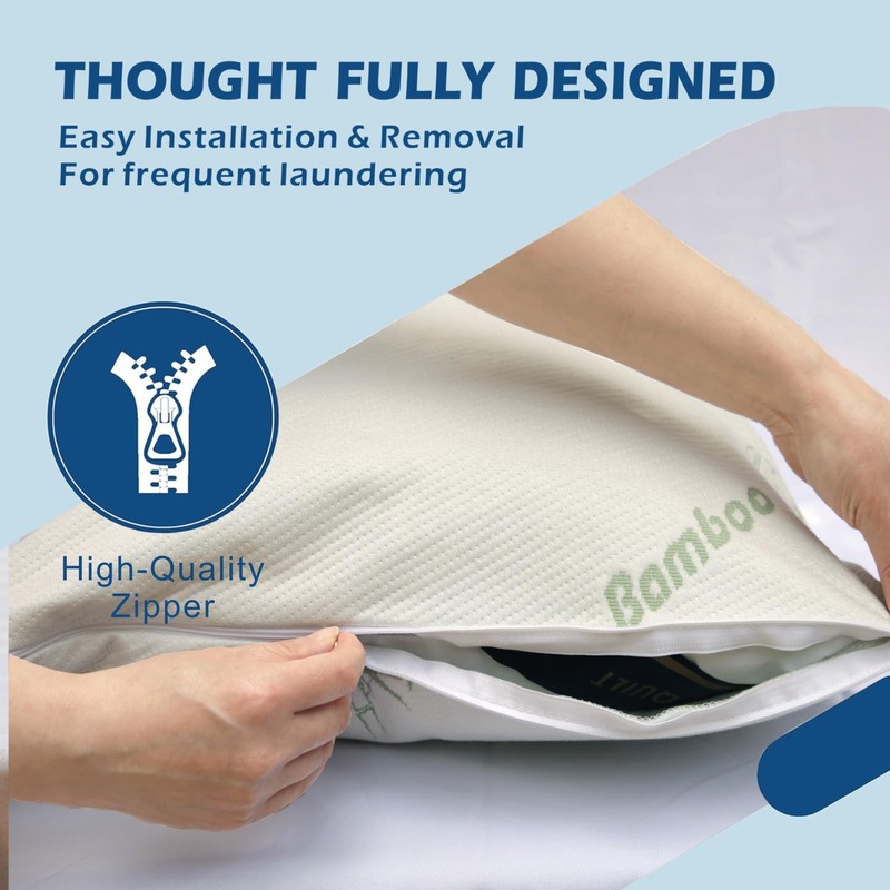 ForZzz Waterproof Bamboo Pillow Protector Cover (2 Pack, Green) 100%