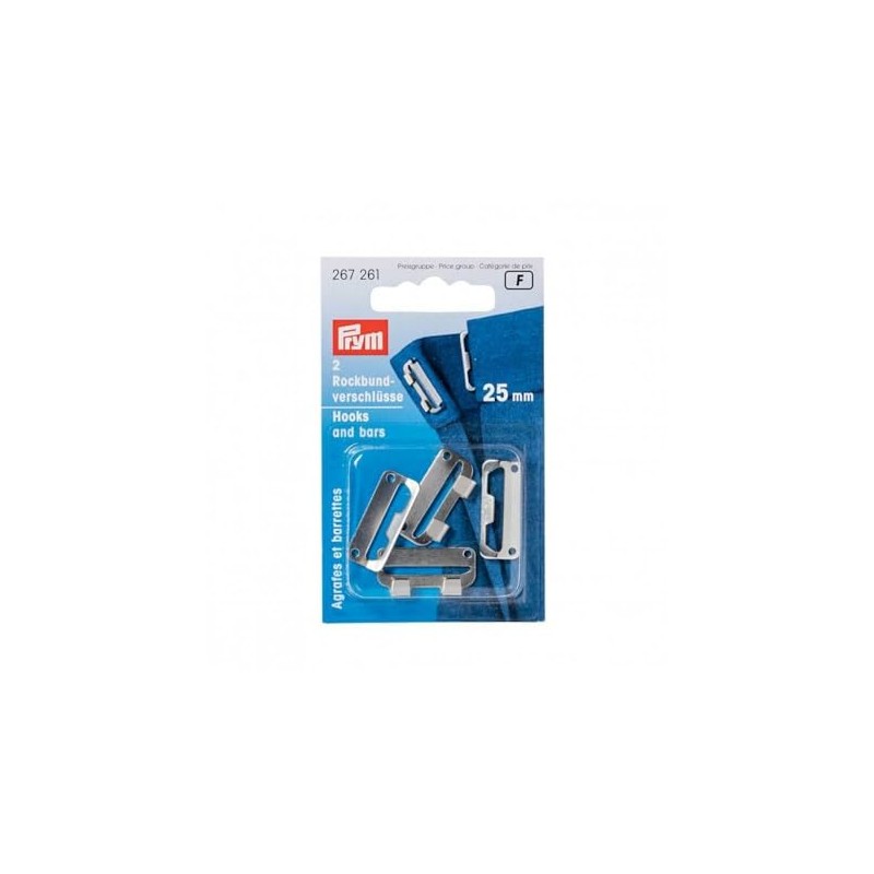 PRYM 267261 Skirt waistband fasteners Size 25mm; black-coloured, 2 pieces