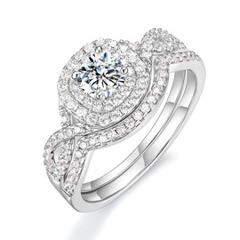 Mameloly 0.5ct Wedding Rings for Women Round Bridal Ring Sets Cubic Zirconia Engagement Promise Rings for Her Size 9.5