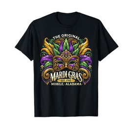 Mardi Gras Mask, The Original Mobile Alabama Mardi Gras T-Shirt