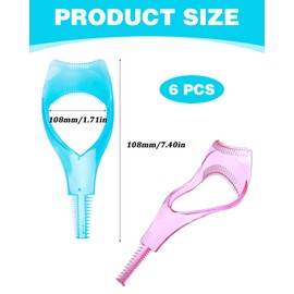 KEMUZ 6 Stück 3 in 1 Mascara Guard Applikator Führungshilfe, für Obere Untere Wimpern mit Wimpernkamm, für Frauen Mädchen(rosa+blau+rot)