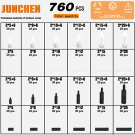 760pcs Nylon Hex Standoff Male Female PCB Motherboard Black White Assortment Kit M2 JUNCHEN