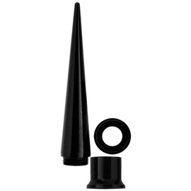2-in-1 Set Ear Piercing Acryl, Flesh Tunnels and Stretcher, Black, Diameter 12 mm