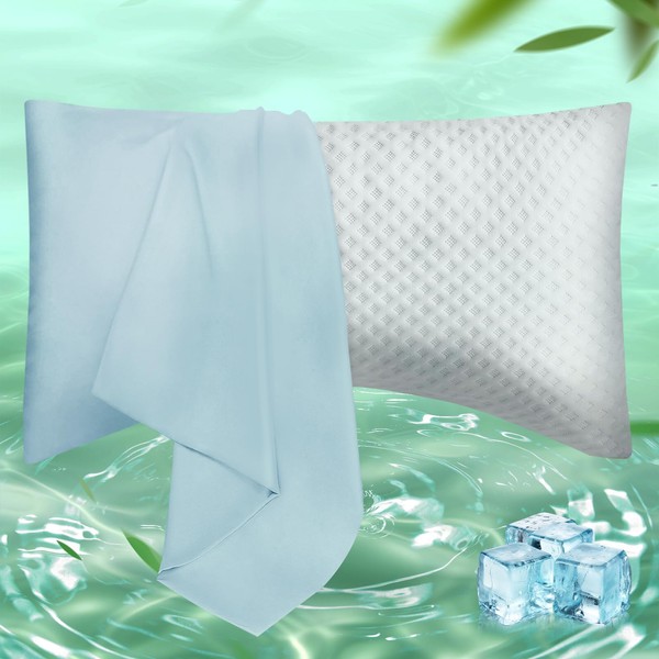 Curved King Cooling Pillow Cases, Rayon Pillowcase Cover for Side