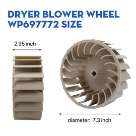 Dryer Blower Wheel 697772 WP697772 Replacement for Whirlpool, Maytag, Kenmore, and Amana Dryers Replaces Part 687613 AP6010627 AH384381 PS384381 EA384381、AP2912089 PS11743811 WP697772VP
