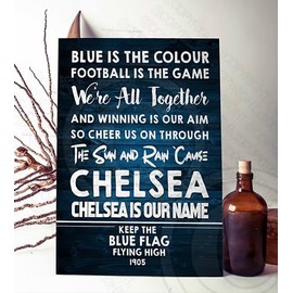 Pegasus Design Chelsea Football Song Chant, Blue is the Colour, Chelsea fan Gift Wooden Plaque
