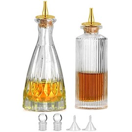 Bitters Bottle Set - 2pcs Set Glass Bitters Bottle, 150ml&140ml, Beatuiful Bottle for Making Cocktail and Display (2pcs Bottle Set)