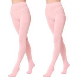 EVERSWE 2 Pairs Pack Women's Opaque Tights (S-M, Pink)